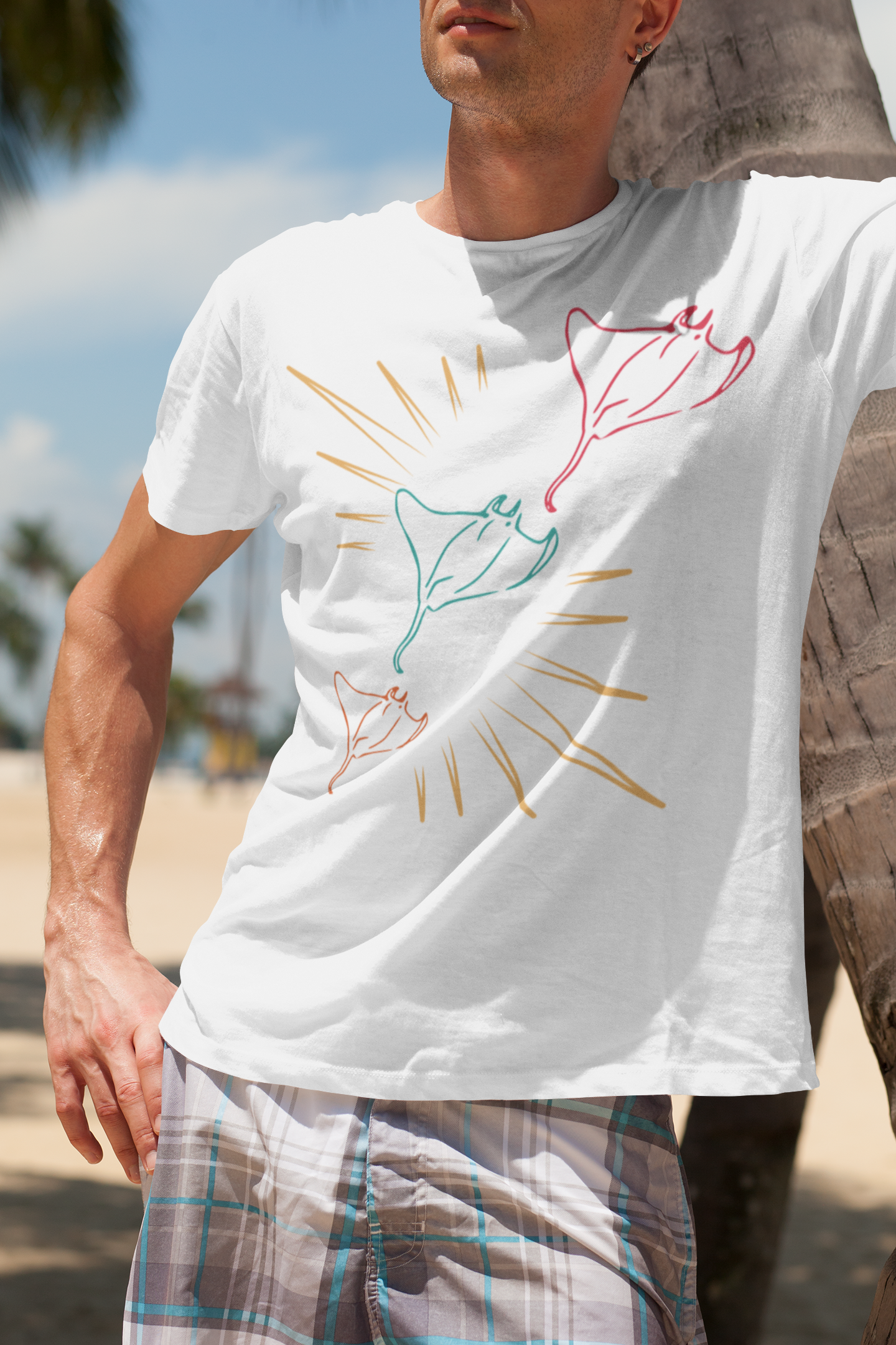 Manta T-Shirt | Rochen Shirt für Taucher & Meerliebhaber | Unterwasser Motiv Shirt | Geschenk für Wasserfans