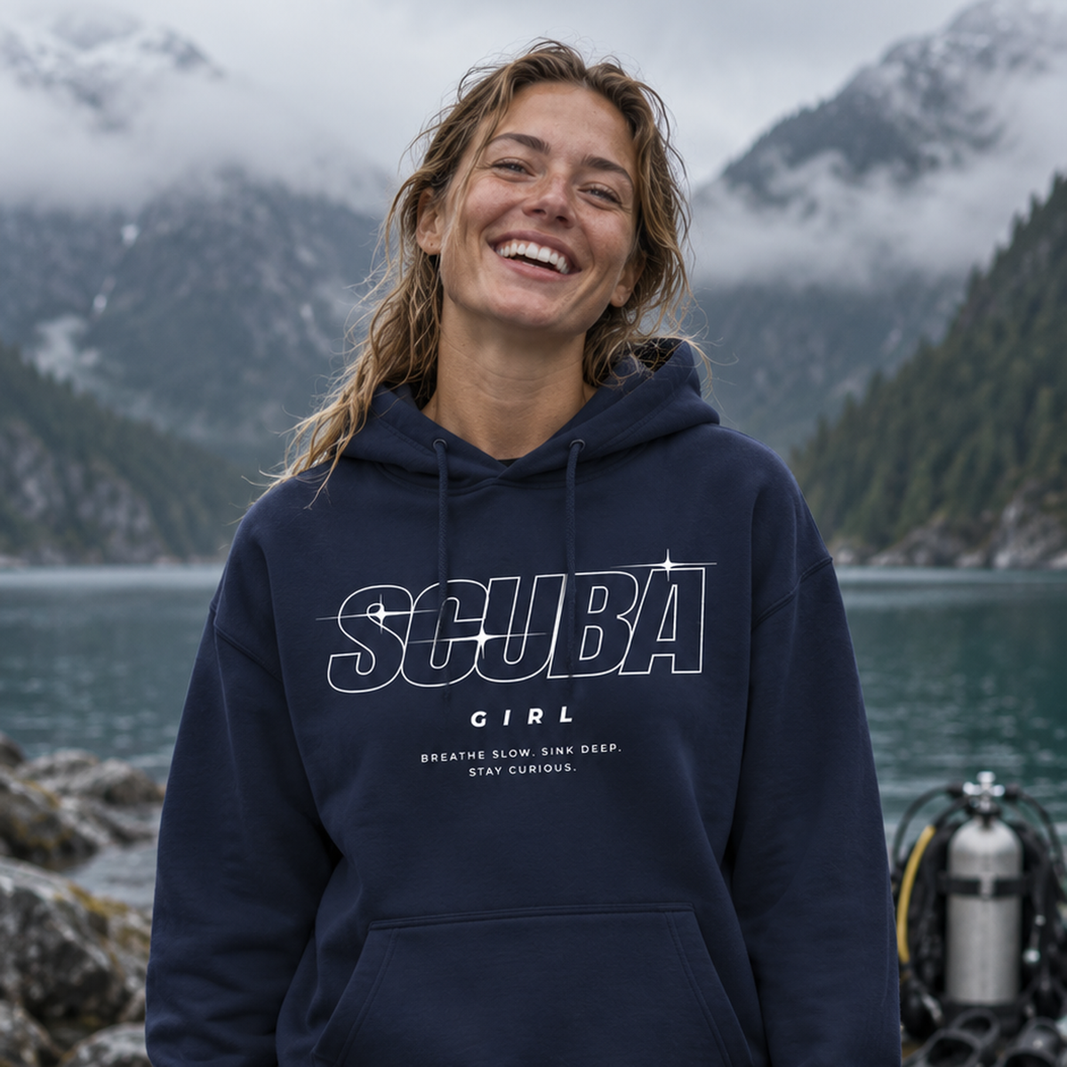 Scuba Girl Hoodie – Statement Hoodie für Taucherinnen