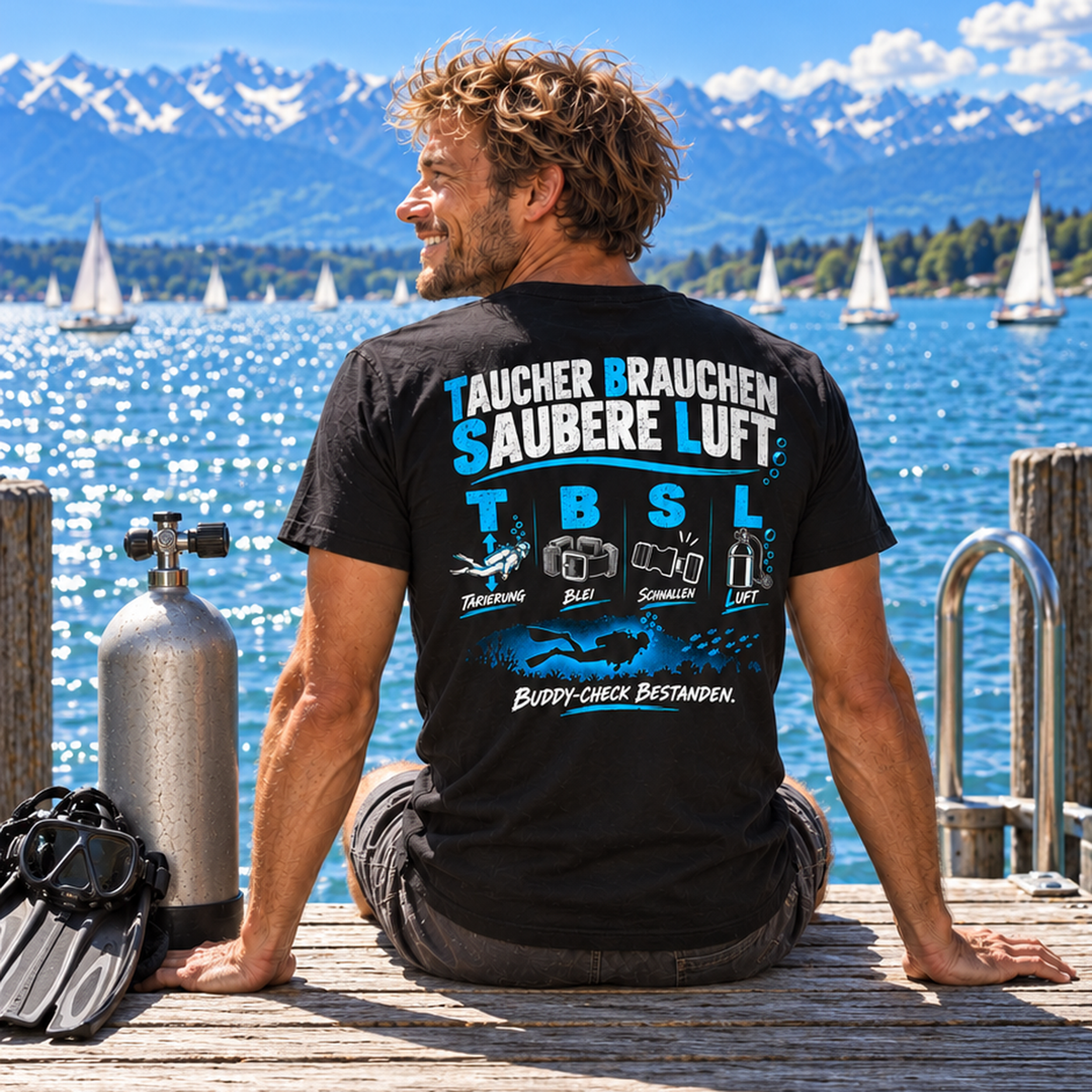 Taucher Brauchen Saubere Luft T-Shirt – TBSL Buddy-Check