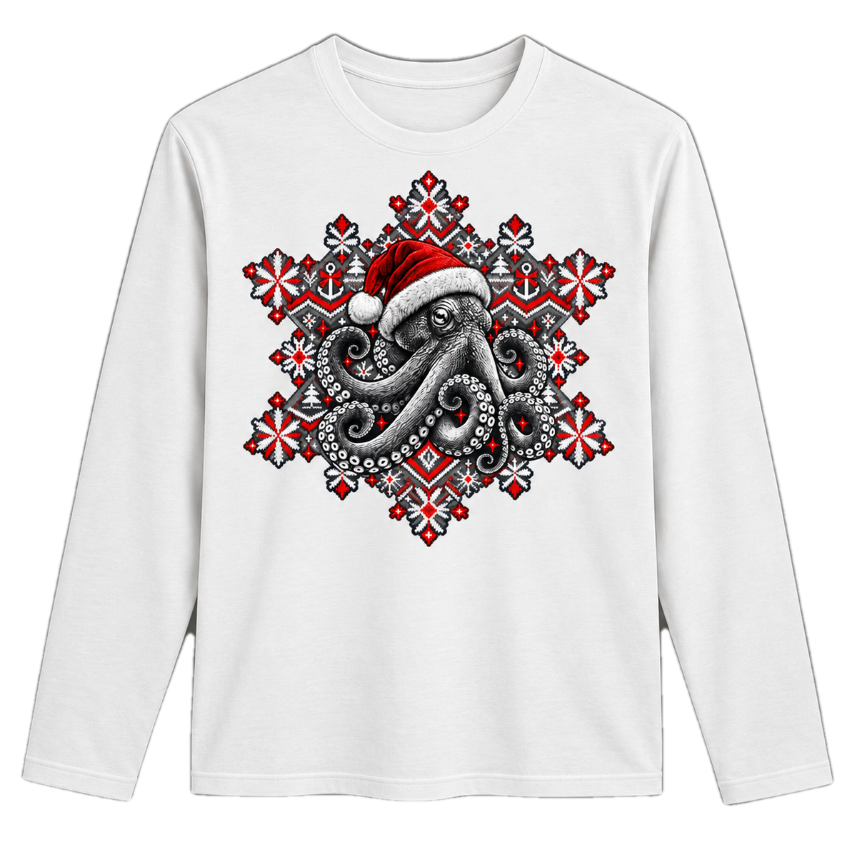 Christmas Octopus Long Sleeve – Weihnachts-Longsleeve mit Krake